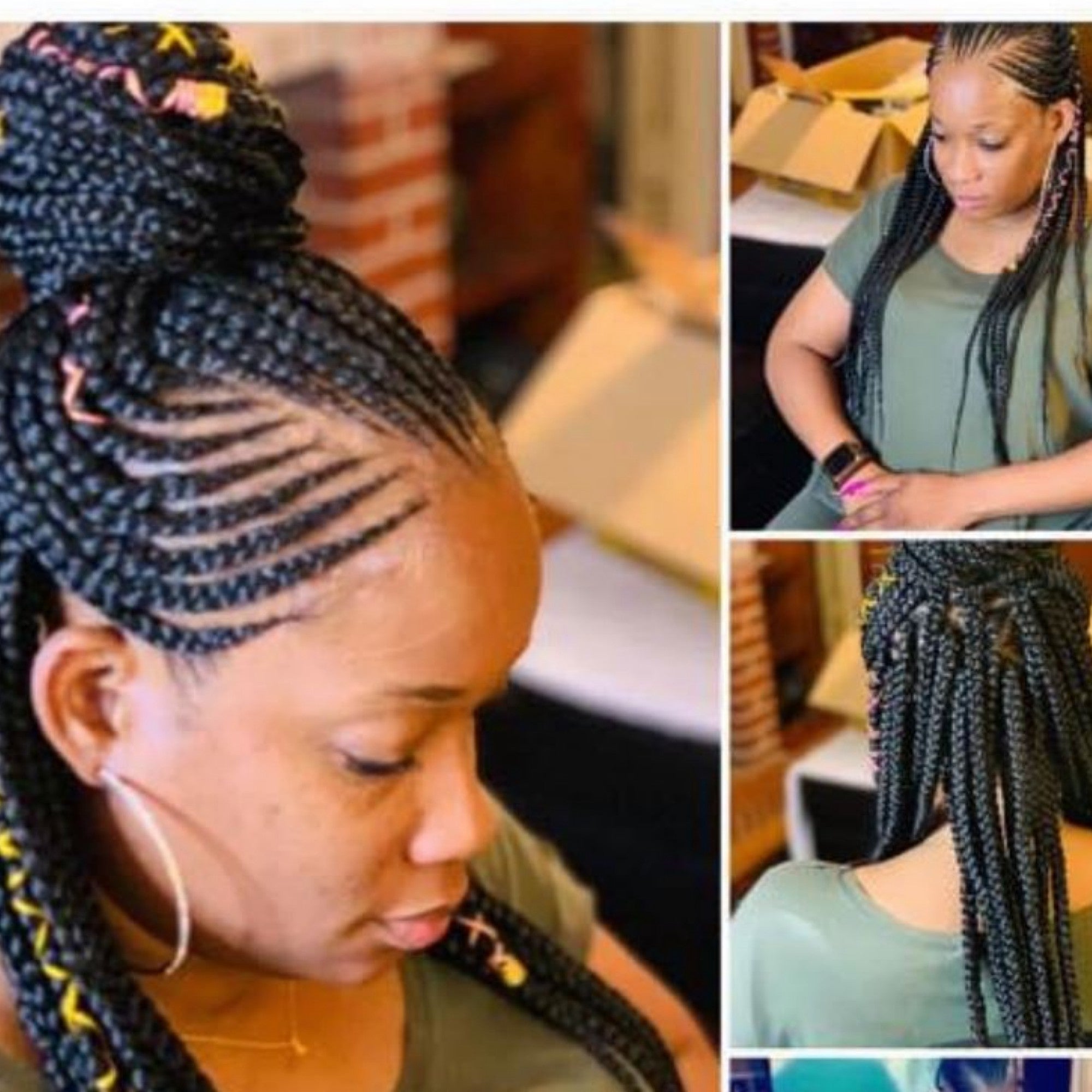 3 part up/down tribal braids (hair included)